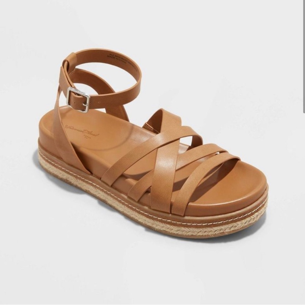Women's Tanna Platform Sandals - Universal Thread Cognac 9